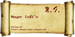 Meyer Iván névjegykártya